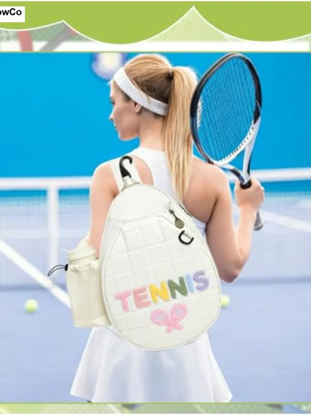 Tennis Backpack for 2 Rackets, Waterproof Polyester, Adjustable Straps, Fence